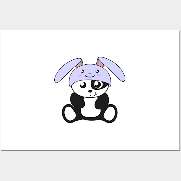 Panda, sweet panda in rabbit costume Wall Art by IDesign23